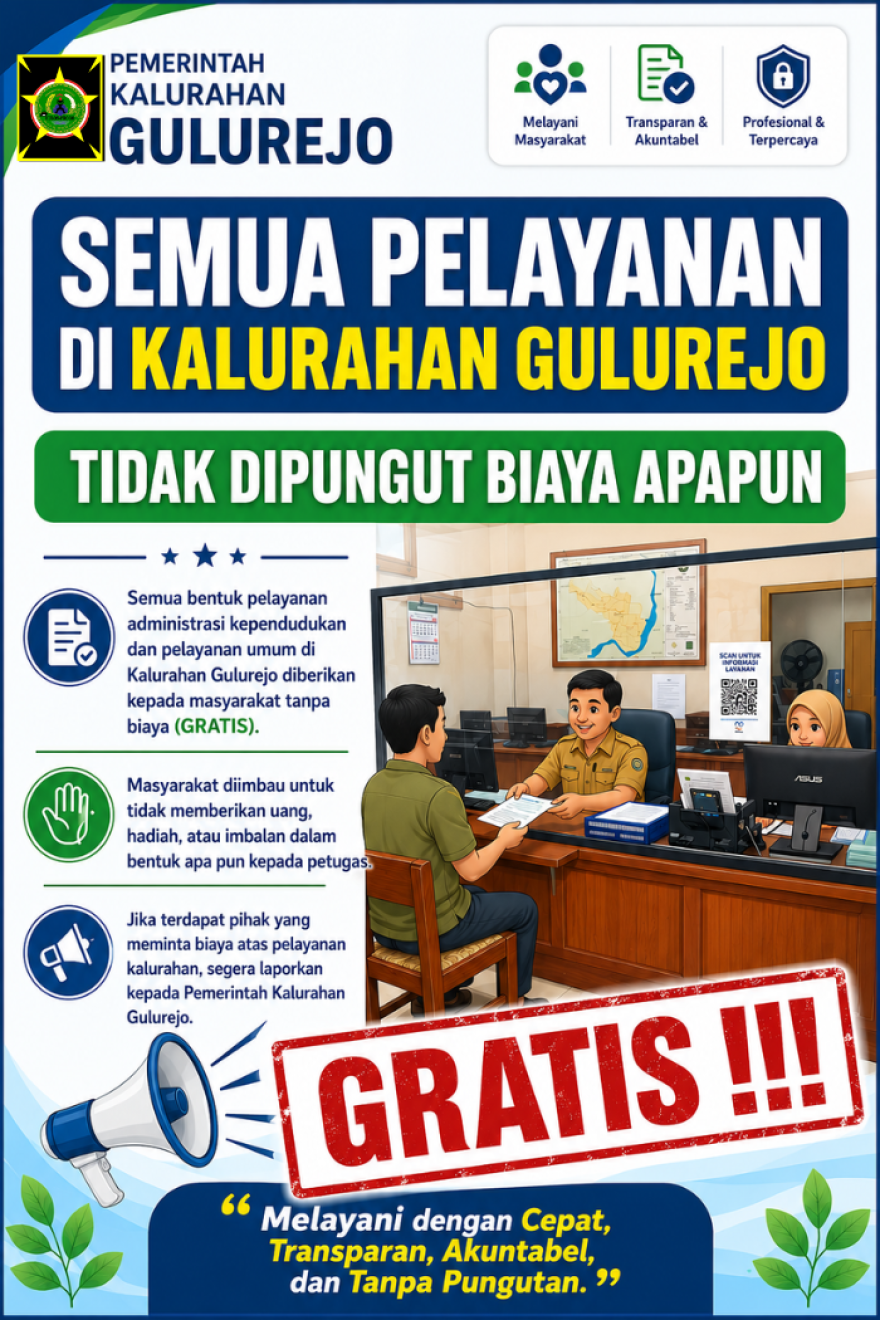 GRATIS! SELURUH LAYANAN ADMINISTRASI KALURAHAN